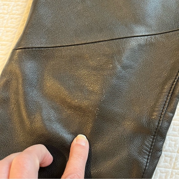 Trek New York Black Leather Boot Cut Raw Edge Pants Size 6 (Tall) - Picture 11 of 13